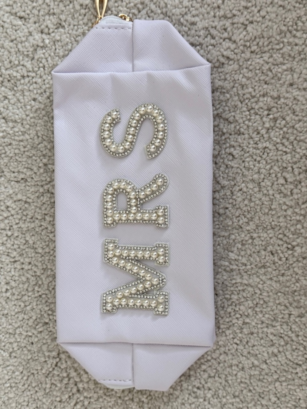 Embellished 'MRS' White Bridal Zip Pouch